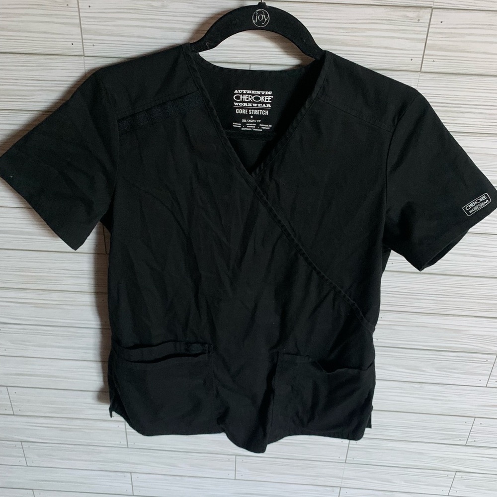 Cherokee work wear v neck black scrub top
